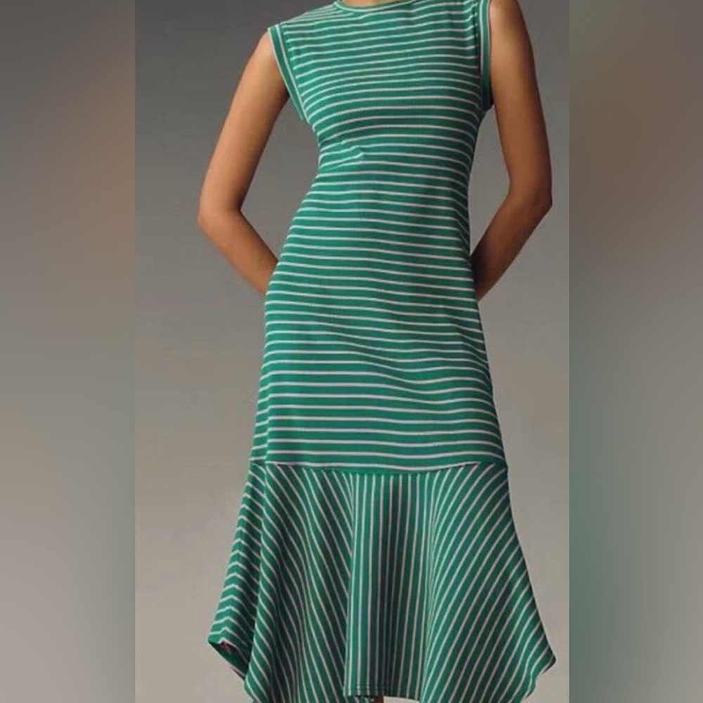 DAILY PRACTICE ANTHROPOLOGIE GREEN AND PINK STRIPED DRESS  NWT